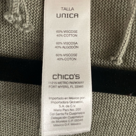 Chicos Women’s Knit Triangle Wrap Fringe Tassel Coastal Grandma Contemporary - Picture 11 of 11